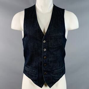 MARC JACOBS WRANGLER Size L Indigo Cotton Denim Button Up Vest